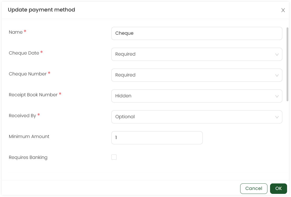 Cheque Payment method