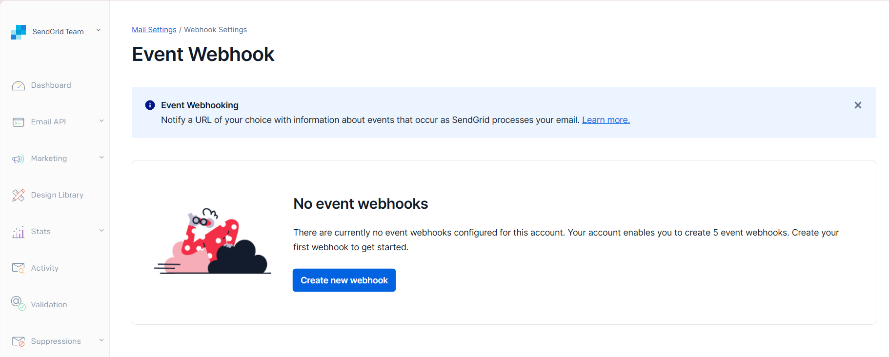 Click create new webhook page