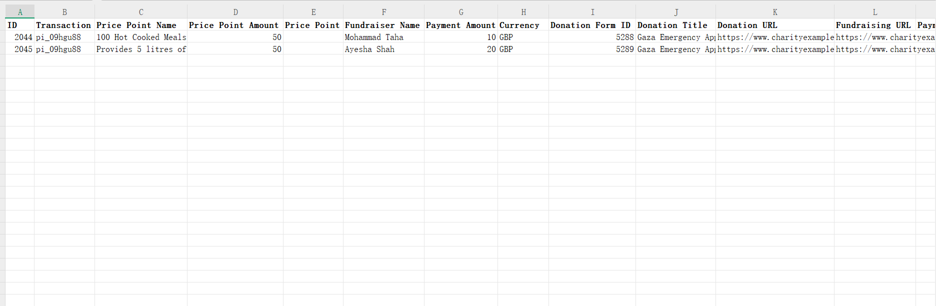 donations sheet