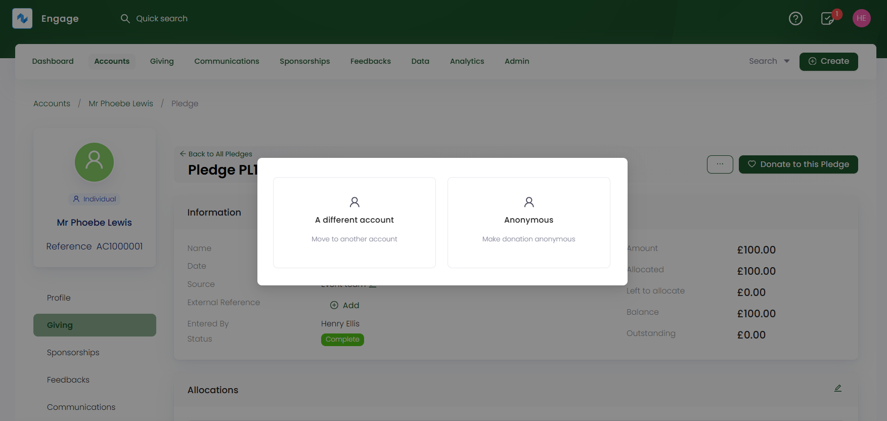 move account pledge