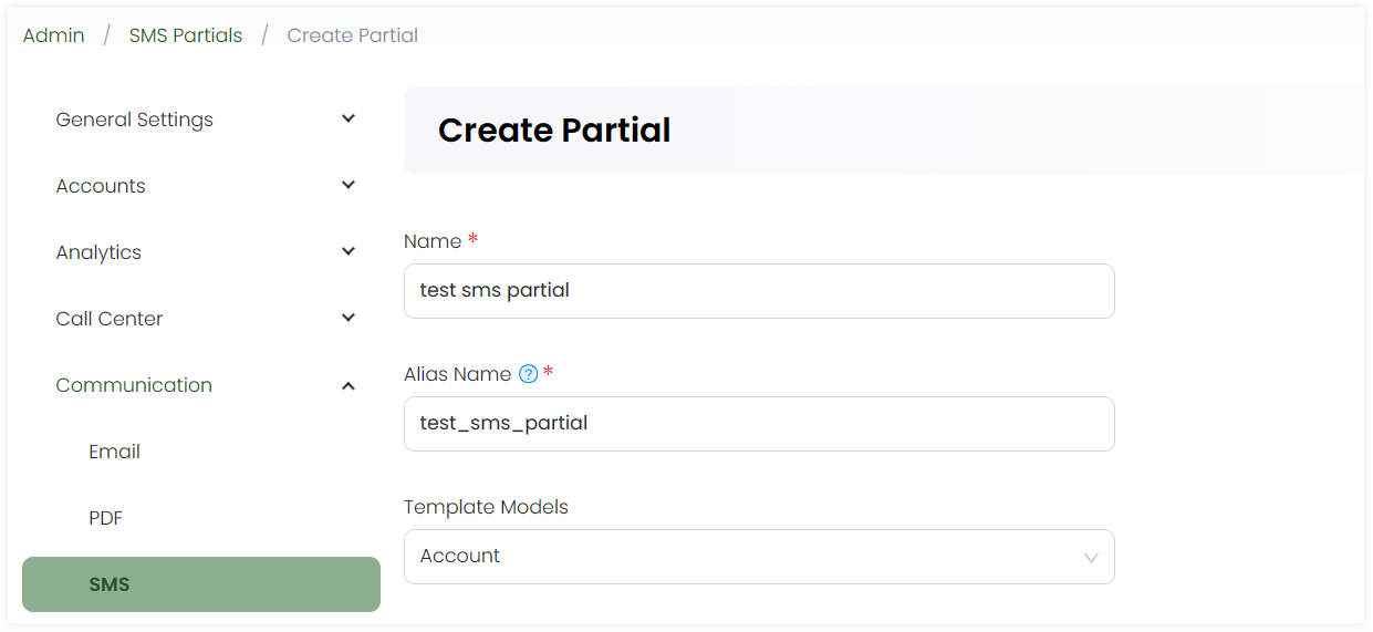 Create Partial first section