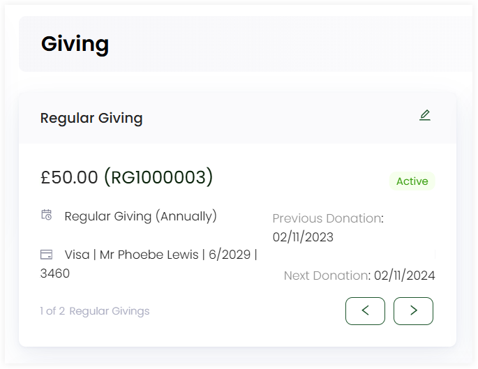 regular giving section