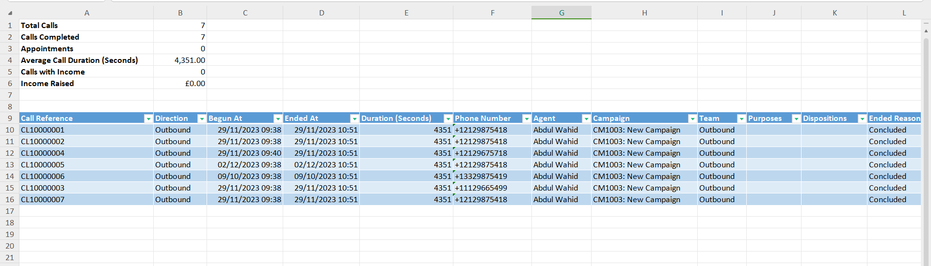 show excel sheet