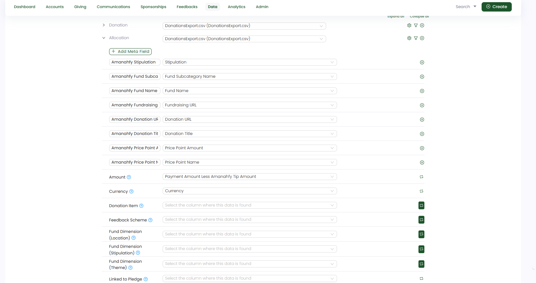 show the feed with fields