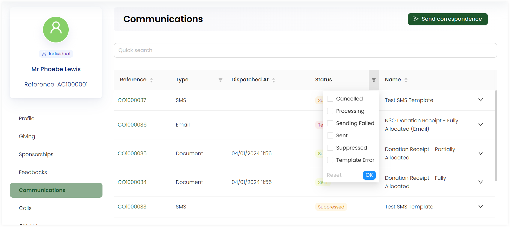 Status Filter